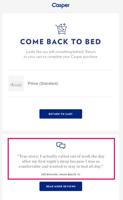 Casper Abandoned Cart Email